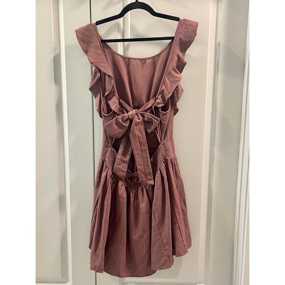 FREE PEOPLE Erin Ruffle Tie Back Mini Dress, Sz M - Picture 3 of 5